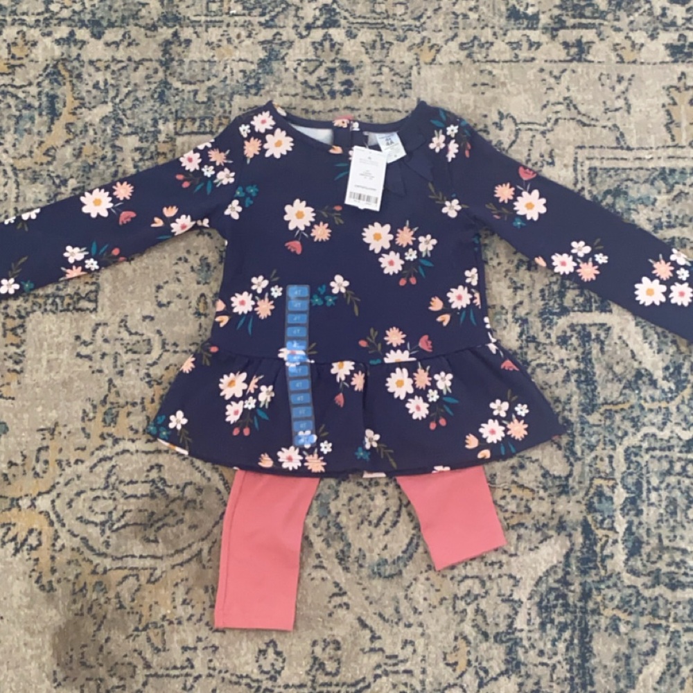 Floral Long Sleeve Tunic with Pink Leggings